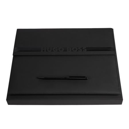 Hugo Boss Set Cloud Matte Black (ballpoint pen & folder A4)
