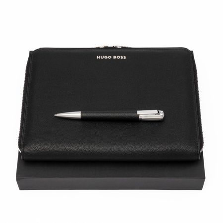 Hugo Boss Set Iconic Pebbled Black (ballpoint pen & conference folder A5)