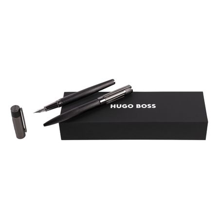 Hugo Boss Set Gear Ribs Black (ballpoint pen & fountain pen)