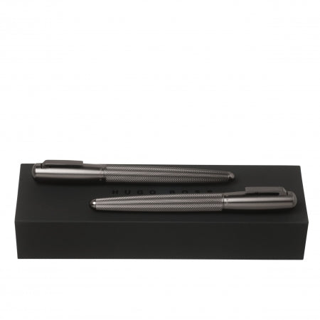 Hugo Boss Set Pure Matte Dark Chrome (rollerball pen & fountain pen)
