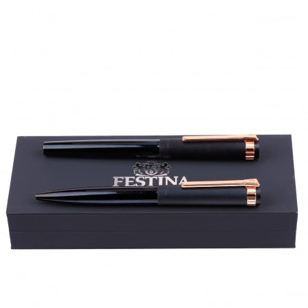 Festina Set Prestige Rose Gold Navy (ballpoint pen & rollerball pen)