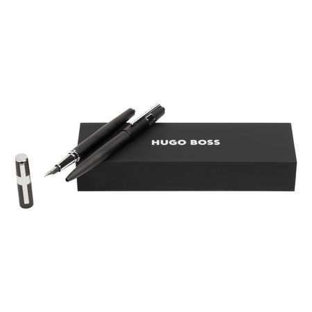 Hugo Boss Set Gear Pinstripe Black / Chrome (ballpoint pen & fountain pen)