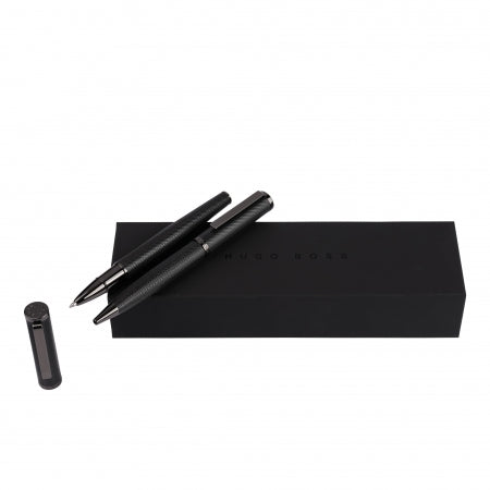 Hugo Boss Set Formation Herringbone Gun (ballpoint pen & rollerball pen)