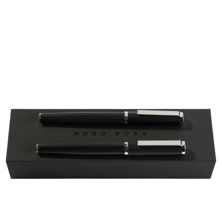 Hugo Boss Set Formation Herringbone Chrome (rollerball pen & fountain pen)