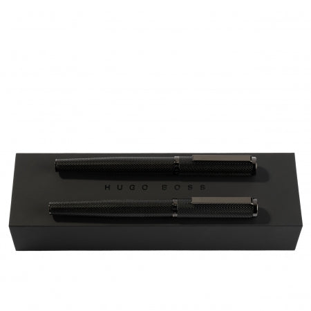 Hugo Boss Set Formation Herringbone Gun (rollerball pen & fountain pen)