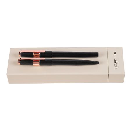 Cerruti 1881 Set Block Brushed Black (ballpoint pen & rollerball pen)