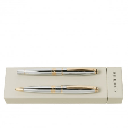 Cerruti 1881 Set Bicolore Chrome (ballpoint pen & rollerball pen)